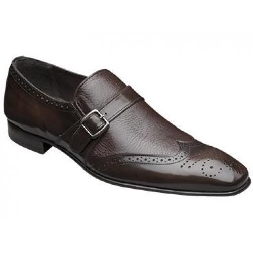 Mezlan "Lazaro" Brown Genuine Patent Leather Wing Tip Italian Calfskin Loafer Shoes 15453.